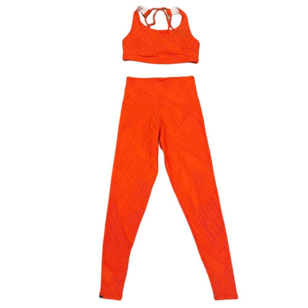 Onzie Orange Two Piece Workout Set Women's Size Small Medium Large